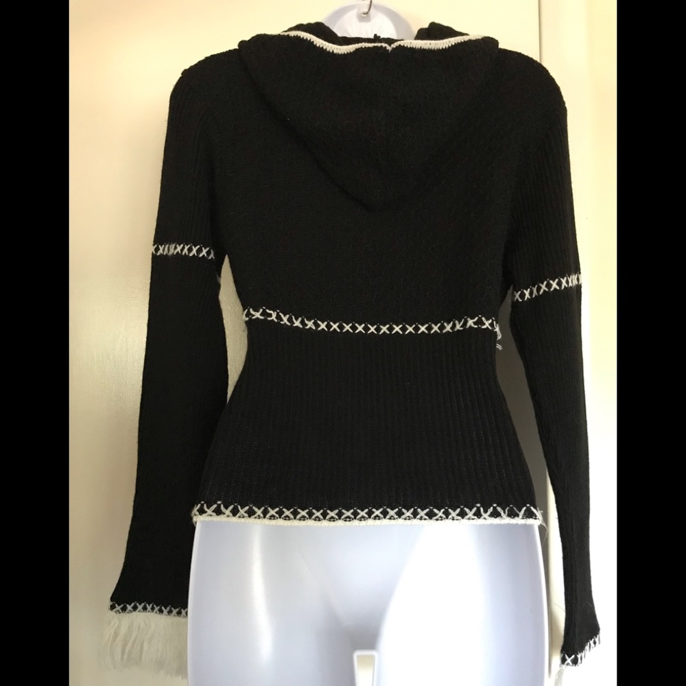 KNITS LANDING, Large size , huded black women’s sweater long sleeves - Picture 6 of 11